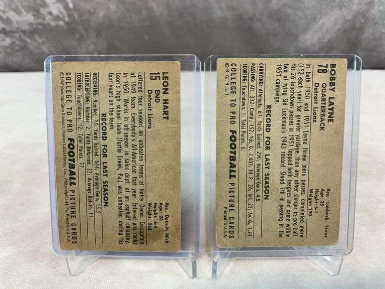 1952 Bowman large Bobby Layne & Leo Hart