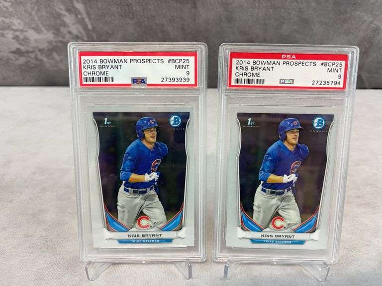 2 Card Lot - 2014 Bowman Prospects Chrome #BCP25 Kris Bryant 1st Bowman RC PSA 9 x2
