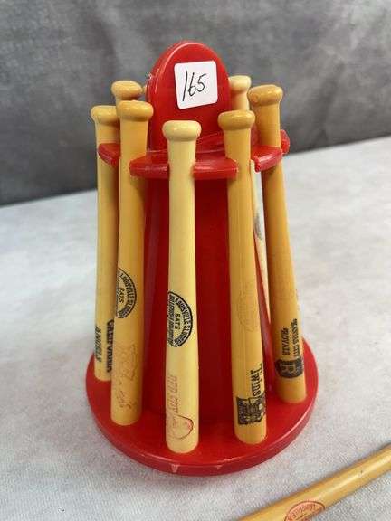 1970's Vintage A.L. Lousville Slugger H&B Mini Baseball Bats with Stand