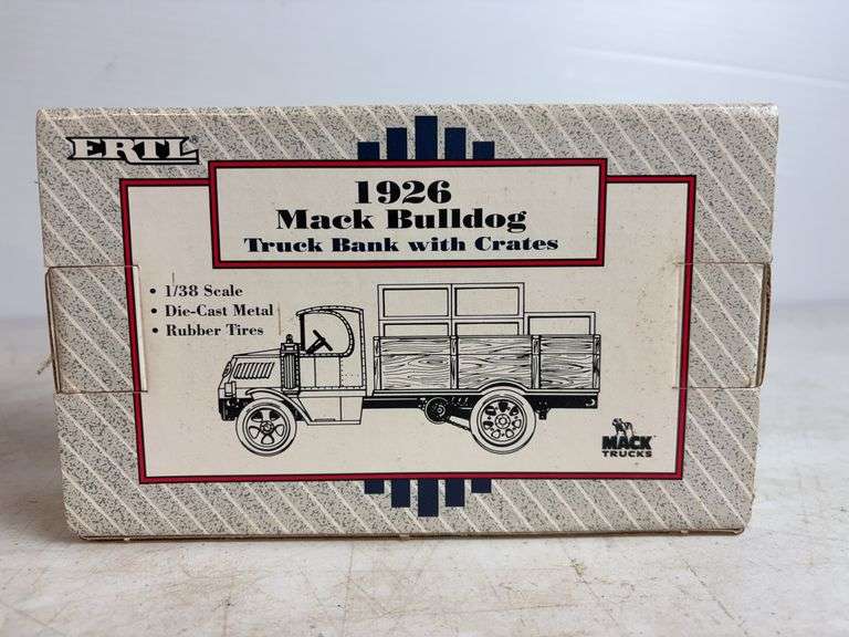 (2) model truck banks - Deere & Company - 1/30 scale & Mack Bulldog - 1/38 scale
