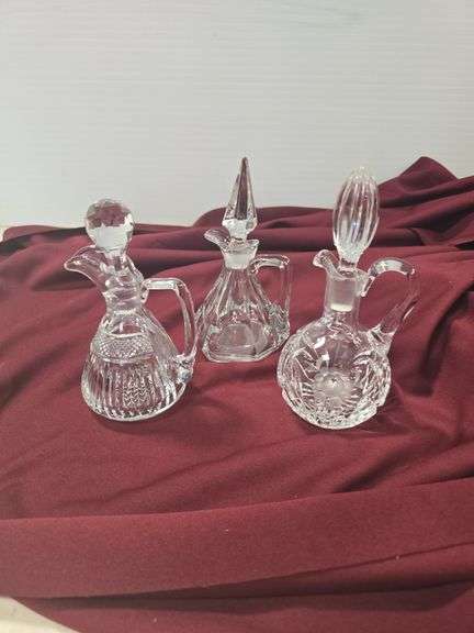 LOT OF 3 CRYSTAL CRUETS