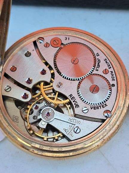 VERTEX REVUE SWISS RAILWAY WINDUP POCKET WATCH 15 JEWEL WORKS