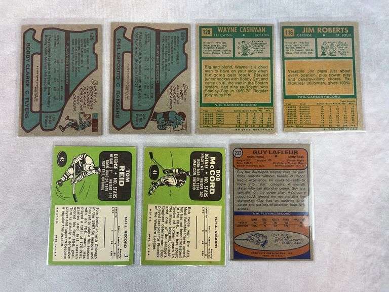 (9) 1970's Topps Hockey Cards - Hull, Esposito, LaFleur & Others