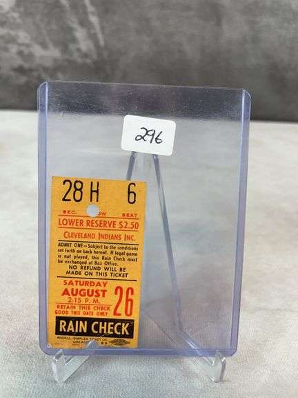 Vintage Cleveland Indians Rain Check (Punched) Lower Reserve