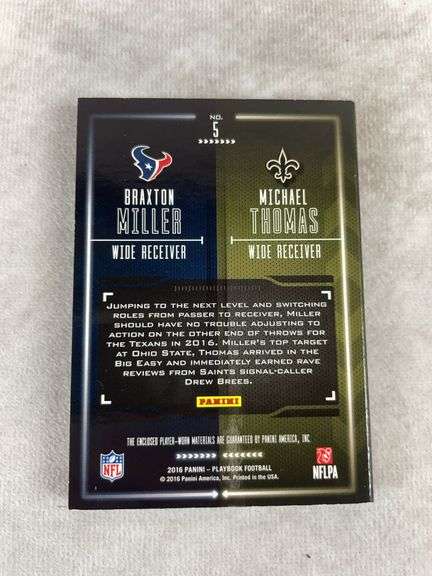 2016 Playbook Face 2 Face #5 3-Color Patch Dual RC Booklet Braxton Miller Michael Thomas #/25 (Pic o