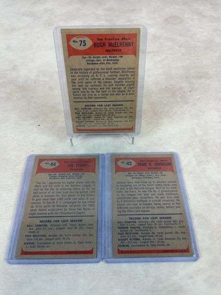 (3) 1955 Bowman Football Cards - 49ers - John Henry Johnson, Joe Perry & Hugh McElhenny