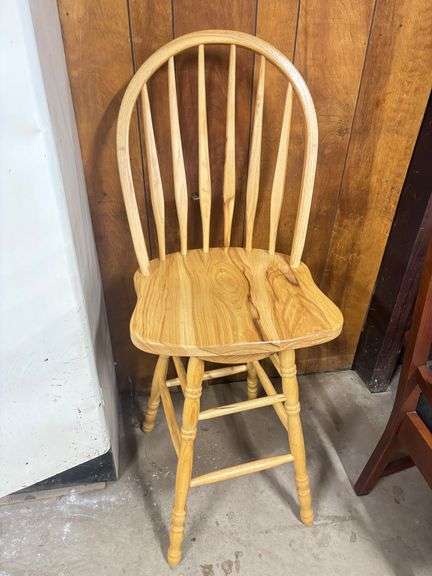 2 Swivel Hickory Bar Stools