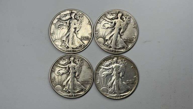 1941-S, 1942, 1942-D, 1942-S Walking Liberty Half Dollars
