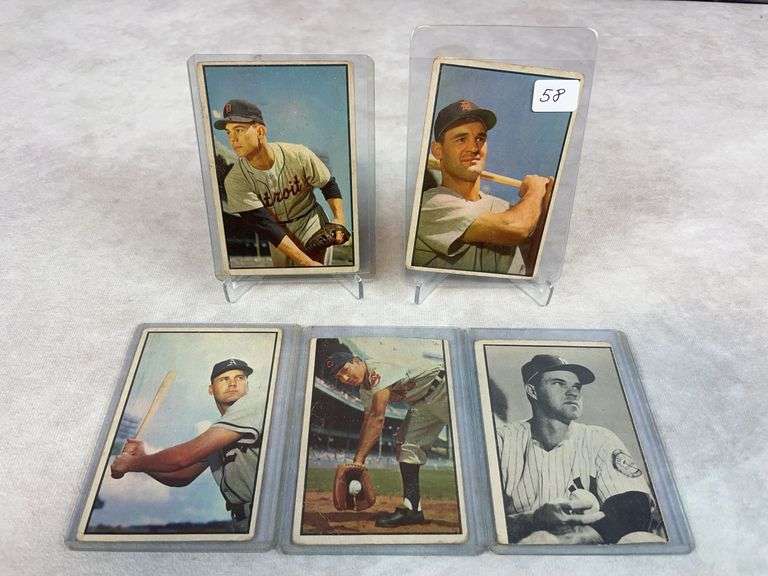 (5) 1953 Bowman Baseball Cards - Avila, Houtteman, Zernial, Dropo & Sain