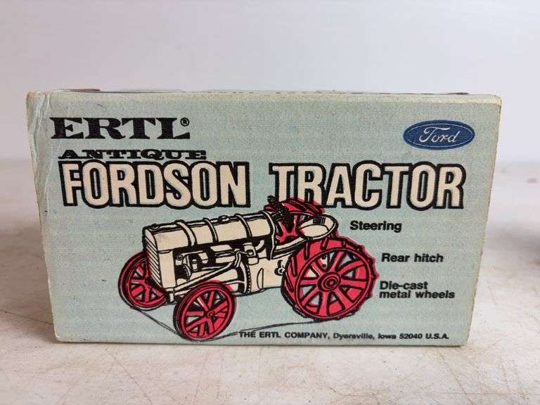 John Deere diecast model pickup and Ford tractor - 1/16 scale, dirty