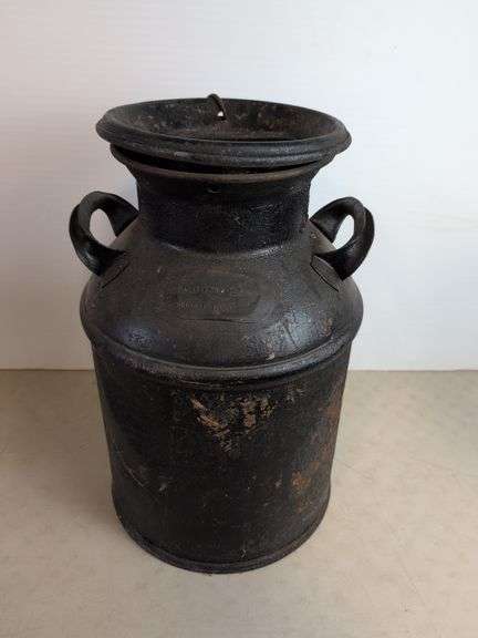Antique milk can - marked Harry Huether and Elliott Dak - 21.5" tall
