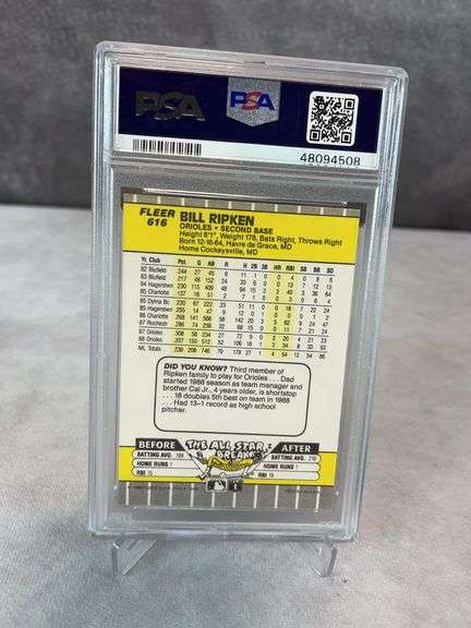 1989 Fleer Billy Ripken - Black Scribble over Error - PSA 8
