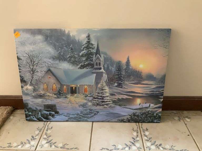 Painted Canvas Winter Scene
