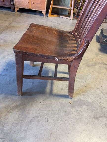 Wooden kneehole desk with chair