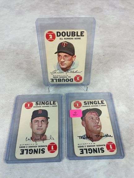 1968 Topps game card Mickey Mantle, Yaz, Killebrew