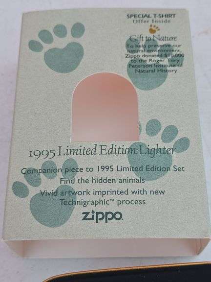 1995 ZIPPO HIDDEN ANIMALS LIGHTER IN TIN BOX NEW