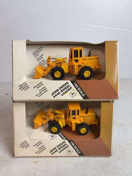 (2) John Deere 544E model wheel loader - 1/64 scale, dirty