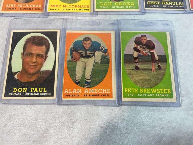 1958 Topps football, 19 cards, no duplicates w/ Lou Groza