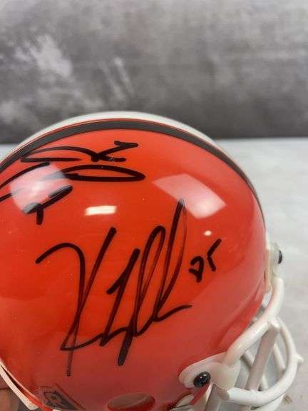 Tim Couch & Kevin Johnson Signed Browns Mini Helmet