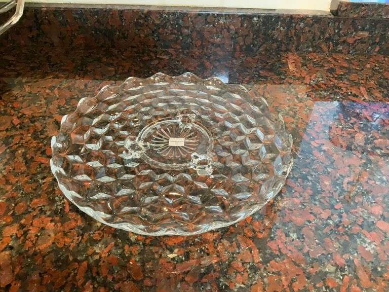 American Fostoria Clear Glass 3 Toed Platter