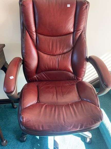 Red Leather Rolling Desk Chair