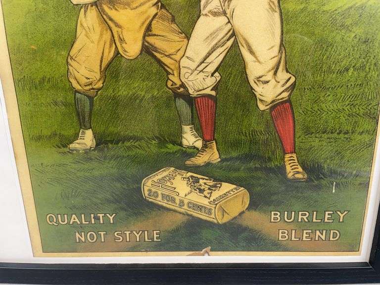 Copy of Vintage Home Run Cigarettes Poster with Frame -