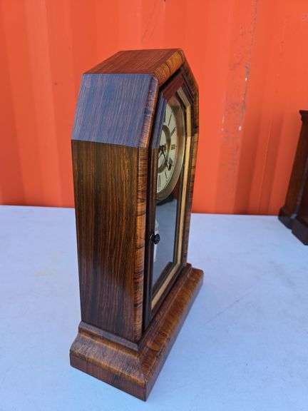 E.N.WELCH 1870'S WINDUP MANTLE CLOCK WITH SPECIAL PENDULUM, NO KEY, NEEDS ADJUSTED