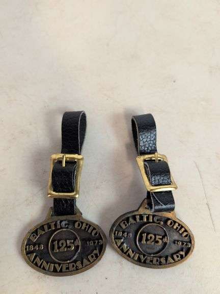 (2) vintage Baltic, Ohio 125th Anniversary watch fobs