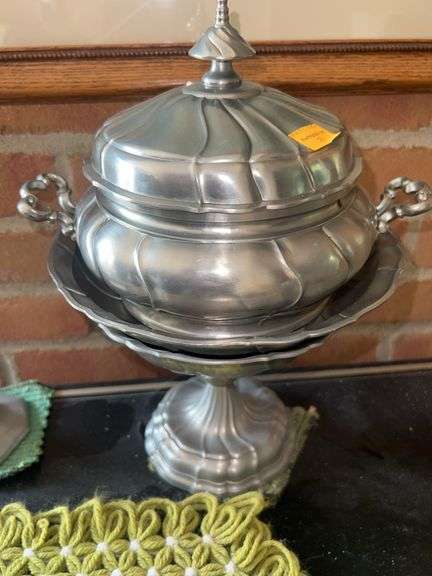 Pewter Serving Bowl and Stand