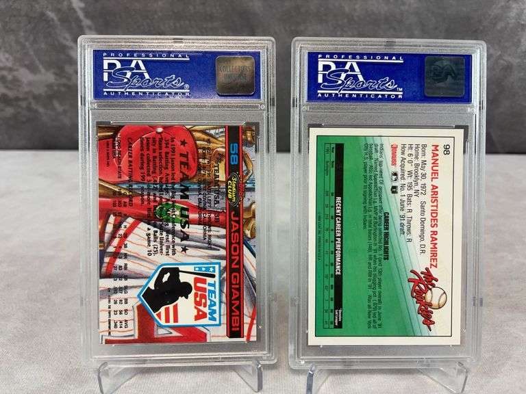 1992 Donruss Rookies #98 Manny Ramirez RC PSA 9 & 1992 Stadium Club SE Skydome #58 Jason Giambi RC T