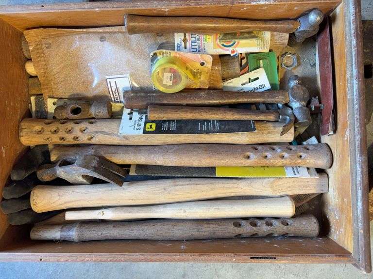 Drawer of miscellaneous hammers - see photos