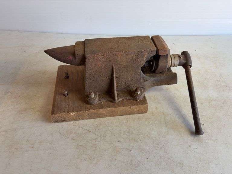 Anvil/bench vise and safety goggles