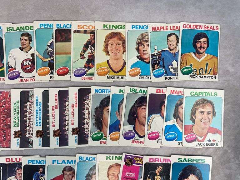 1975-1976 Topps Hockey, no duplicates, lot of 60 w/Stars