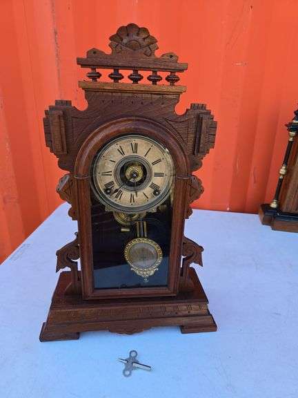 F. KROEBER LEGHORN 1882 WINDUP MANTLE CLOCK WORKS