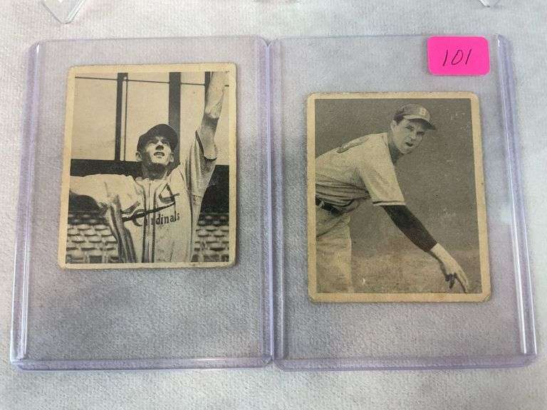 1948 Bowman baseball lot of 4: Johnny Sain, Marion, Blackwell, Tommy Henrich