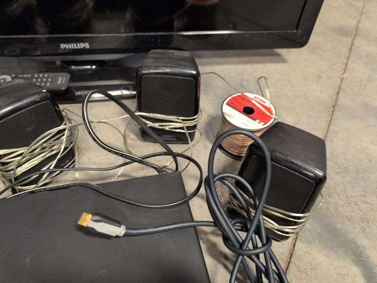 Phillips 40" TV - works, Samsung DVD player and surround sound speaker system