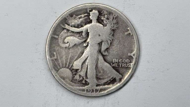 1917-D Walking Liberty Half Dollar ( On Obverse )
