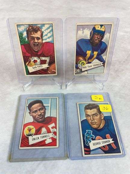 1952 Bowman Small Star lot: Tunnell, Paul Younger, Don Paul, George Conner SP