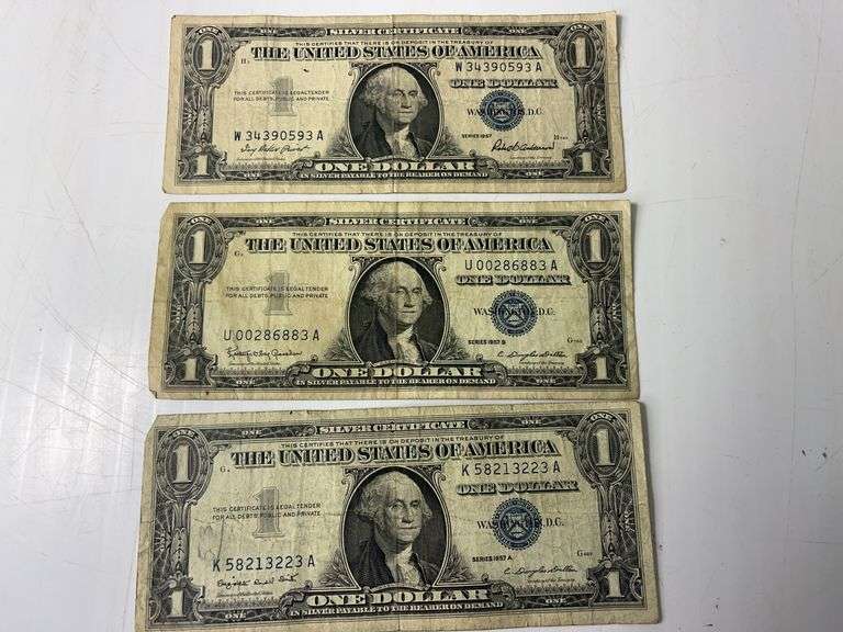 1957, 1957-A, 1957-B $1 Blue Seal Silver Certificates