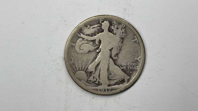 1917-D Walking Liberty Half Dollar ( On Reverse )