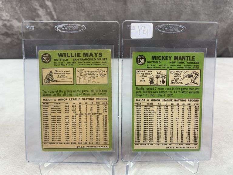 1967 Topps Mickey Mantle & Willie Mays Cards
