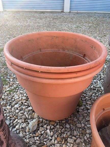 (6) planters and plant stand