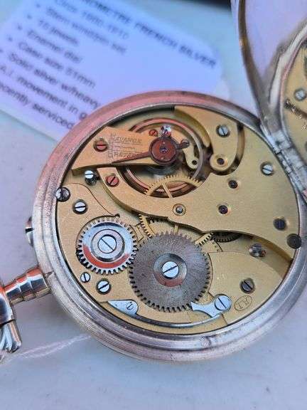 CHRONOMETER FRENCH WINDUP POCKET WATCH SILVER CASE, WORKS