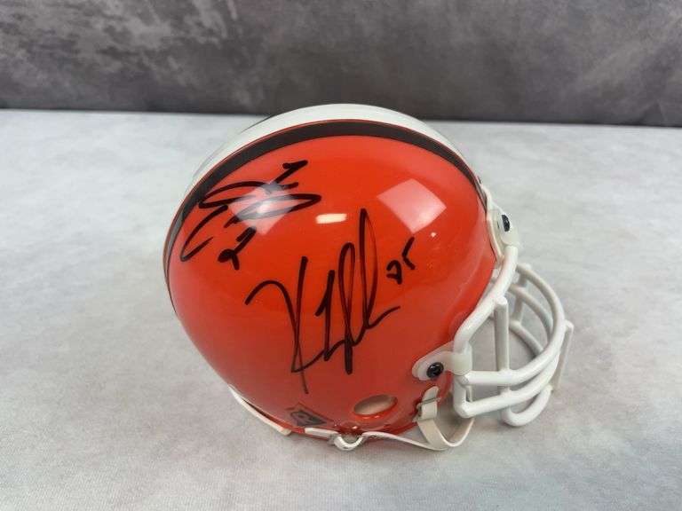 Tim Couch & Kevin Johnson Signed Browns Mini Helmet