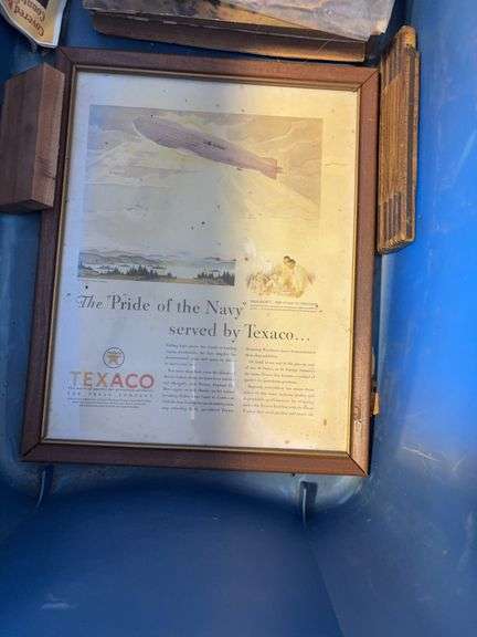 Tote of vintage items - plate, signs/pictures, and more