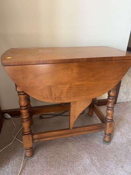 Unmarked Wooden Drop Leaf Side Table