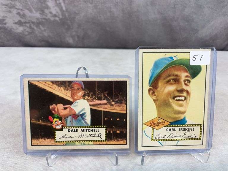 1952 Topps Carl Erskine & Dale Mitchell Cards