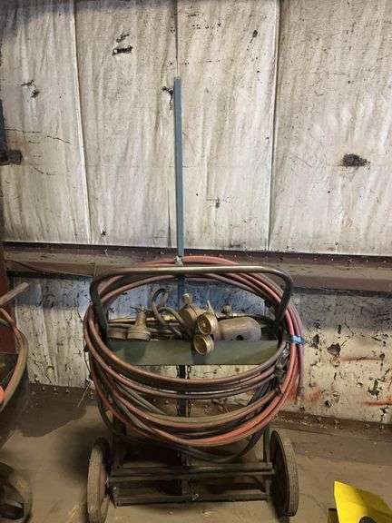 Acetylene Cart with Hoses and Gauges