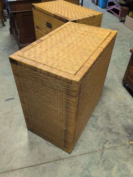 (2) matching wicker chest of drawers