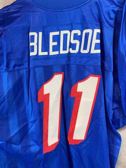 New England Patriots: Drew Bledsoe Starter, blue/white jersey, Size 52